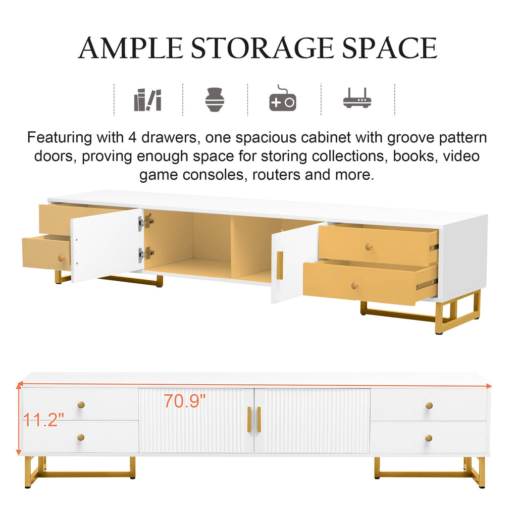 U-Can TV Stand for 65+ Inch TV, Entertainment Center TV Media Console Table, Modern TV Stand with Storage, TV Console Cabinet Furniture for Living Room(OLD SKU: WF530740AAK)