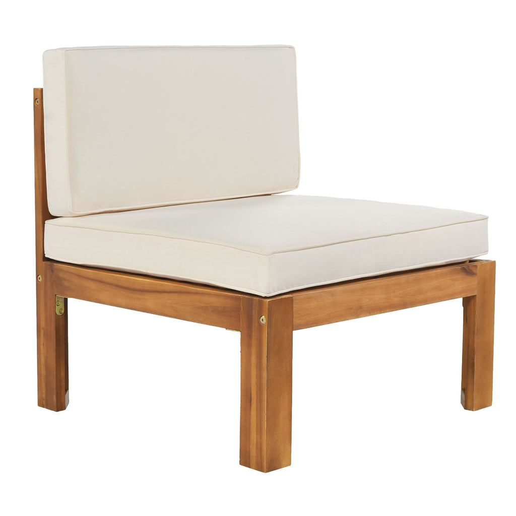 TOPMAX Outdoor Backyard Patio Wood 5-Piece Sectional Sofa Seating Group Set with Cushions, Natural Finish+ Beige Cushions