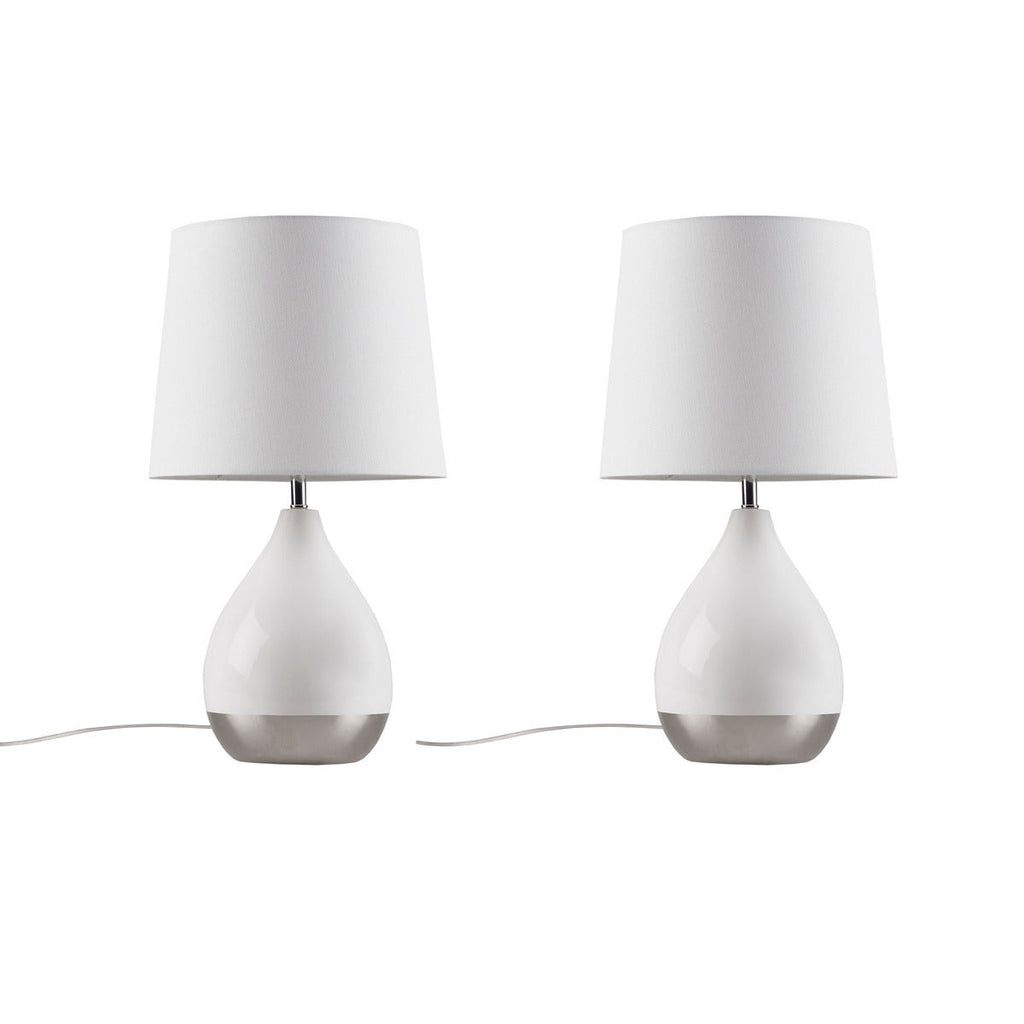 2-Tone Ceramic Table Lamp Set of 2 White/Silver See below