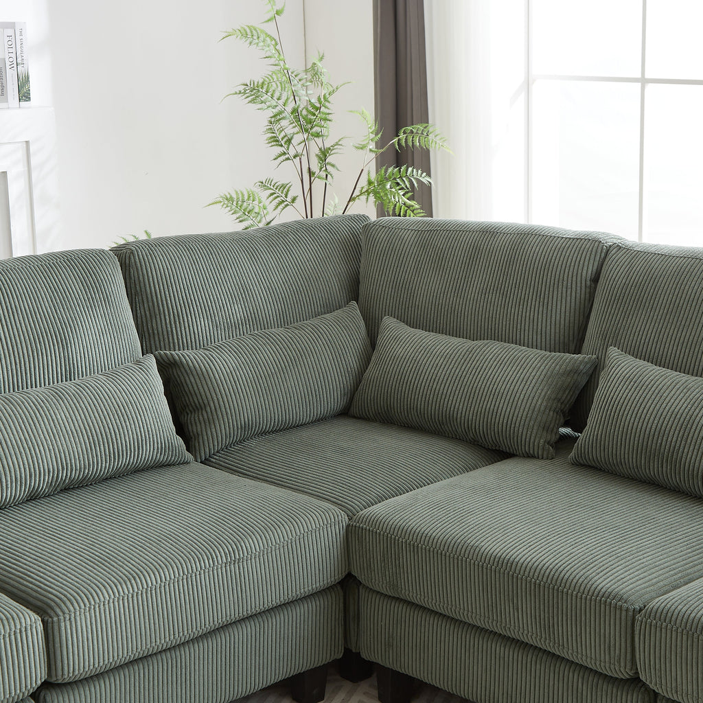 102.75*102.75' L-Shaped Modular Sectional Sofa, Modern Corduroy Sectional Sofa, Arm with Storage With Cup Holder 5-Seat Convertible Sectional Sofa for Living Room, Bedroom, Lounge and Projection Room