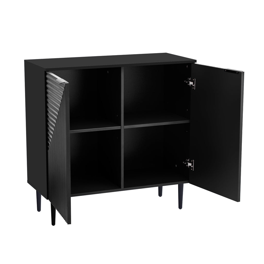 Mirod Set of 2 Modern Minimalist Side Cabinets,Versatile Storage Solution,Adjustable Shelves,Stylish Geometric Door Design,Perfect as TV Stand