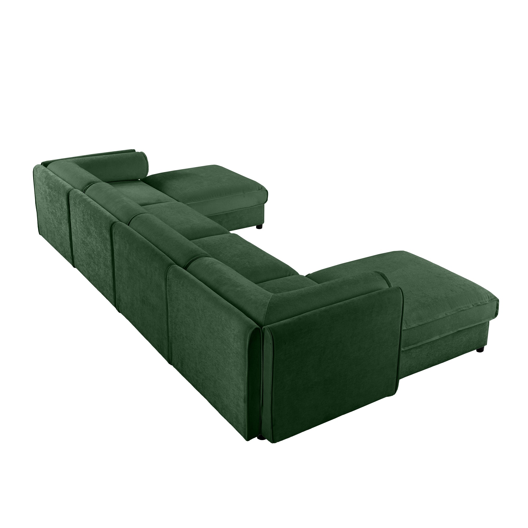 Modular Sectional Sofa with Storage, Extra Large U Shaped Sectional Couch for Living Room, Convertible Modular Sofa Couch with Storage Ottoman, Deep Seat, Cylindrical Backrest and Armrests,Green