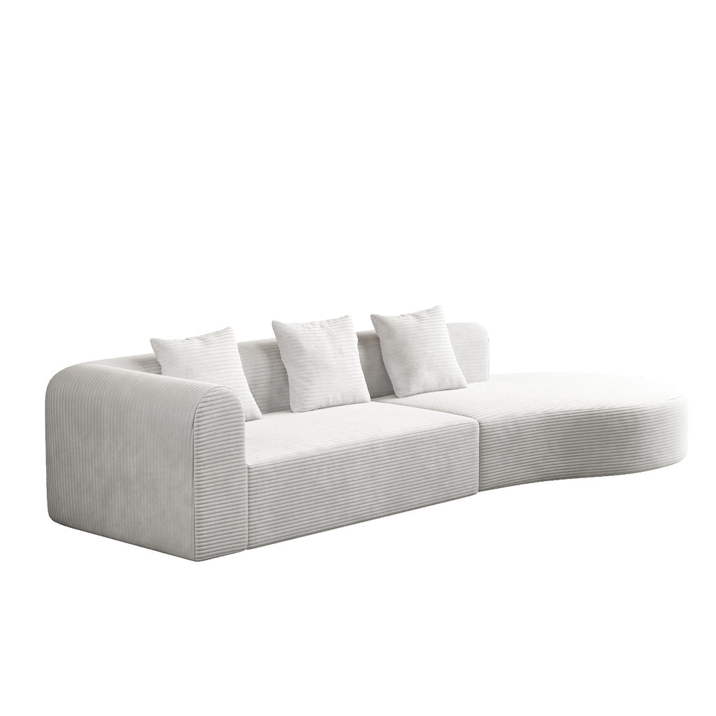 123*37 inch extra large deep modular sofa, cloud sofa 4-person sofa, can sit or lie down, living room corduroy modular sofa, no assembly required, white