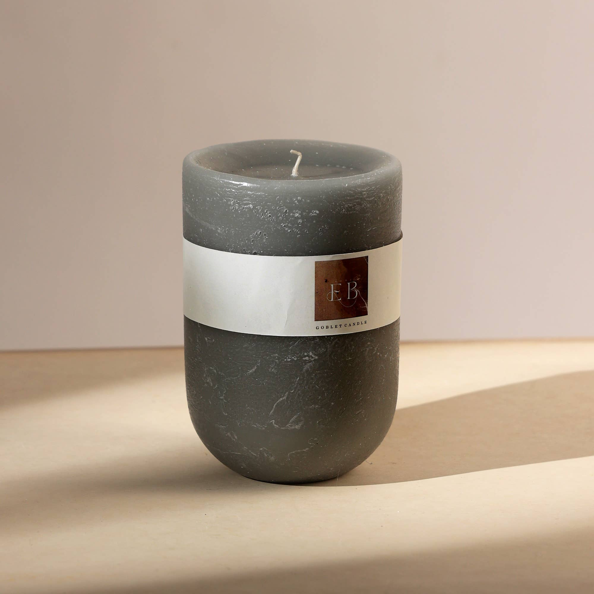 Goblet Grey Pillar Candle 4'x6' – Elegant Home Décor Candle