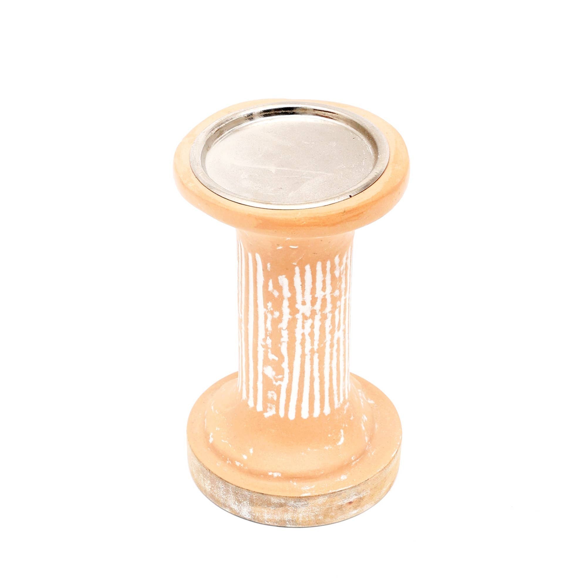 Brown EcoMix Pillar Tall Candle Holder – Sustainable Candle Stand for Elegant Lighting-4X4X7'