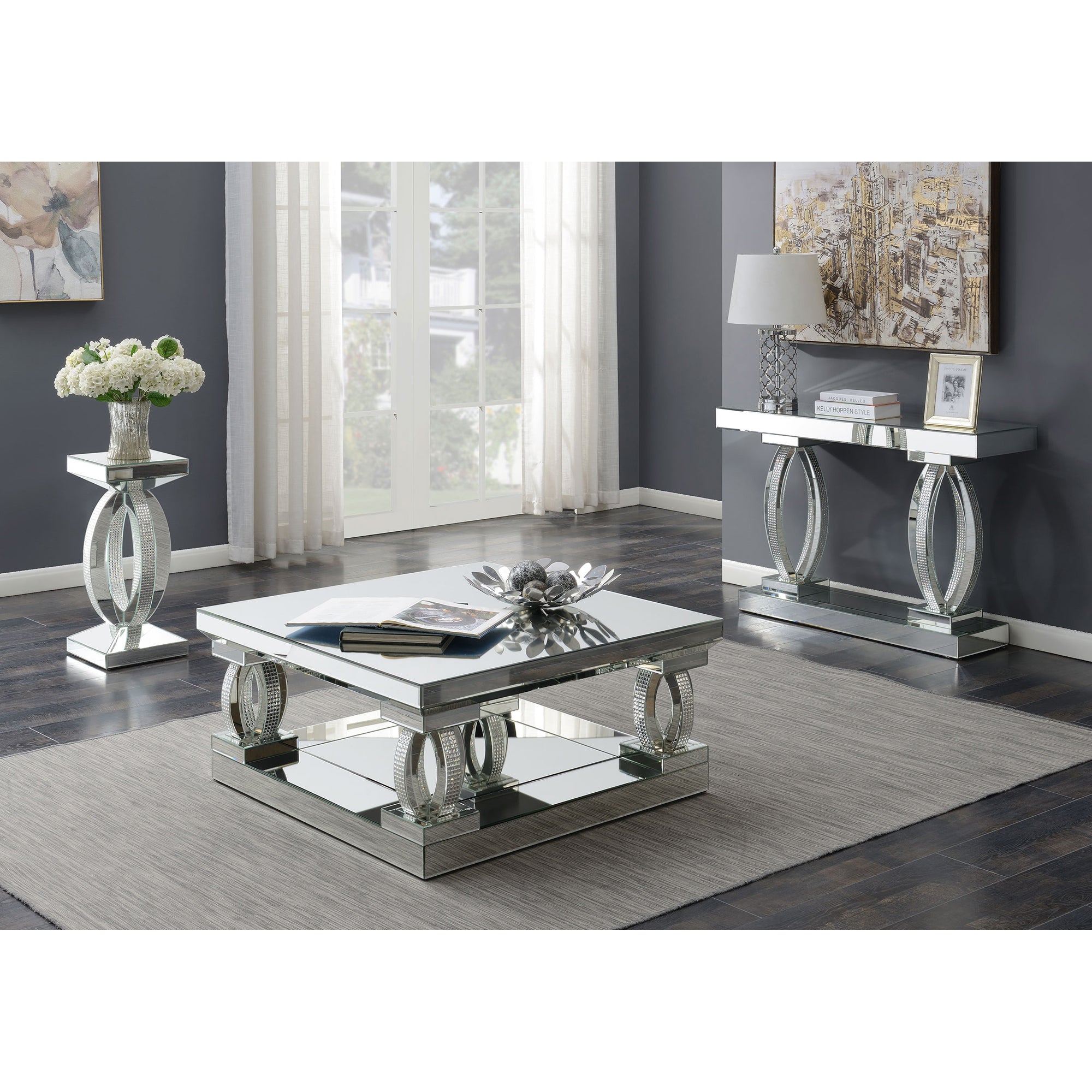 Drea Silver Mirrored Acrylic Entryway Sofa Console Table