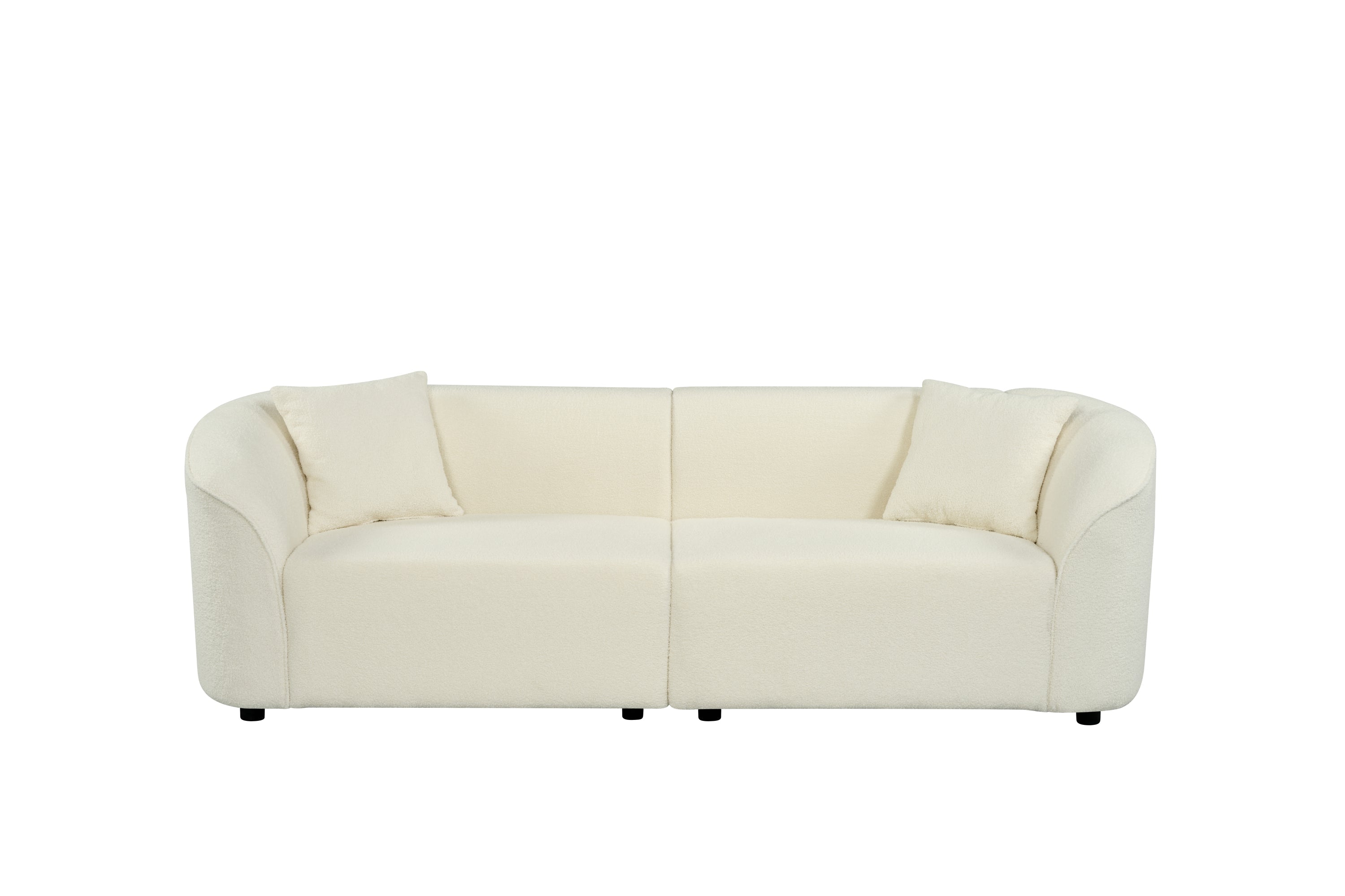 87' Curved Contemporary Sofa in Beige: Plush Seating, Streamlined Design, and Durable Frame – Ideal for Stylish Living Spaces