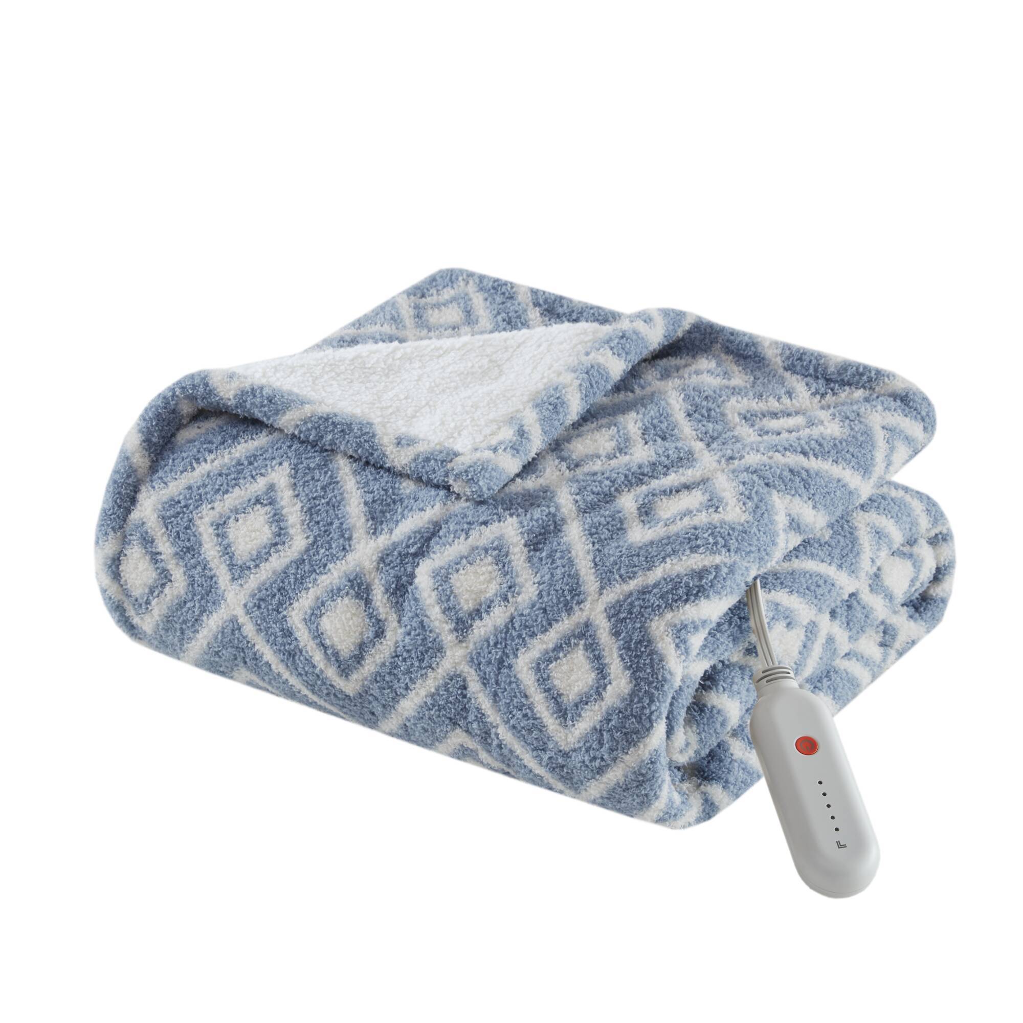 1 PCS 50x60' Dream Soft Heated Throw Blue Geo