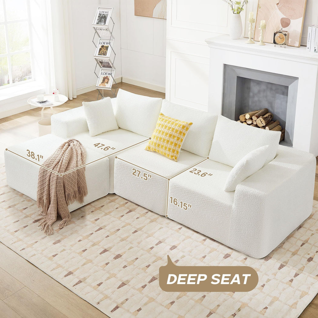 103' Modular Sectional Sofa, L Shaped Cloud Sectional Couch with Deep Seats, Modern Boneless Couch with Chaise, No Assembly Foam Couches, Upholstered Couches for Living Room & Bedroom & Game Room