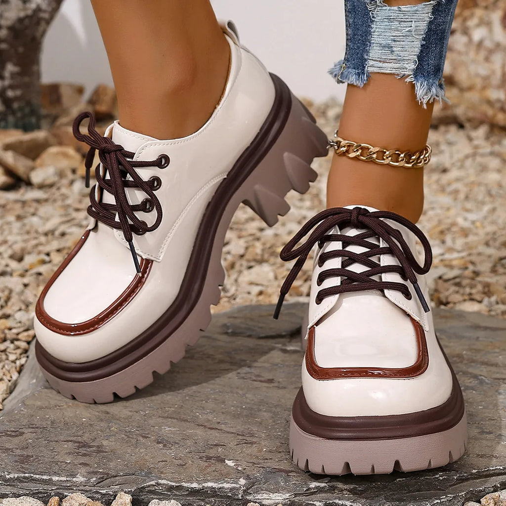 Round Toe Block Heels Loafers
