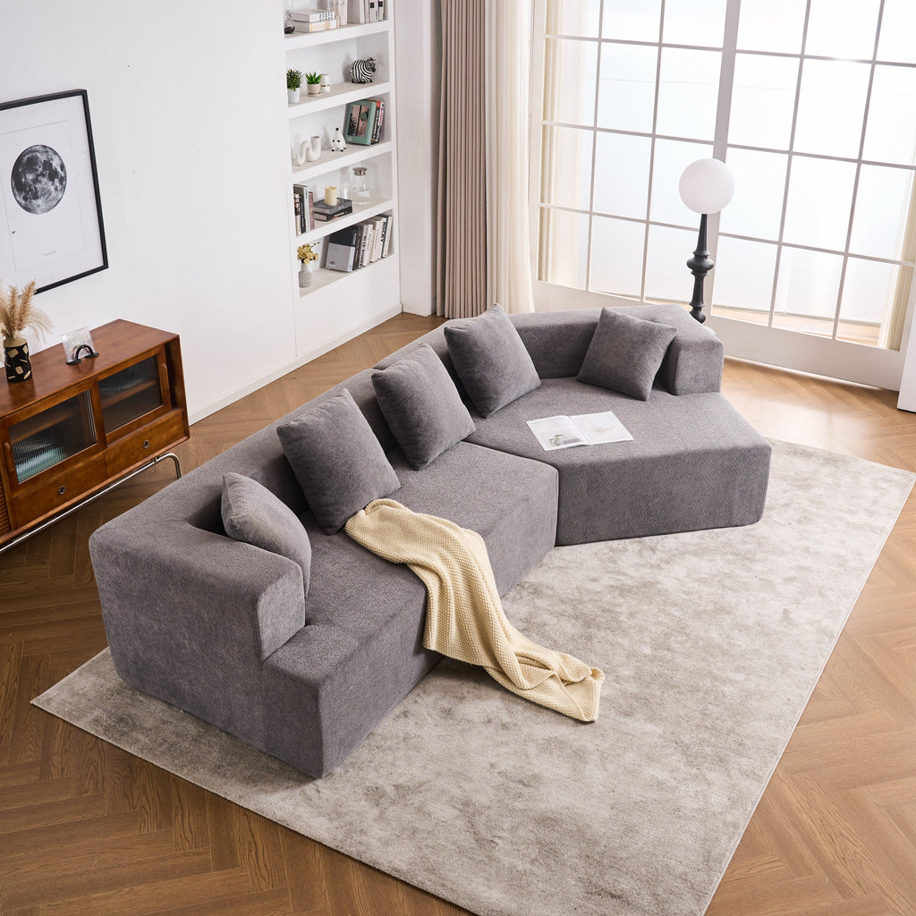 Memory Foam Couch, No Installation & Easy to Transport, Deep Seat Modern Sofa with Chenille Fabric, Couch for Living Room, Bedroom, Apartment, Home Office