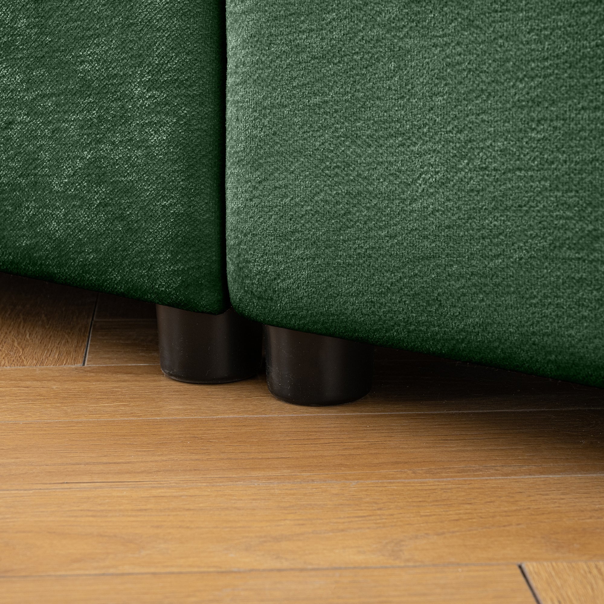Elegant Green Chenille  Sofa with Storage Seat and Ottoman, U-Shaped 3-Seater Cylindrical Backrest and Armrests, Contemporary 3-Seater Fabric Couch with Hidden Storage Compartment