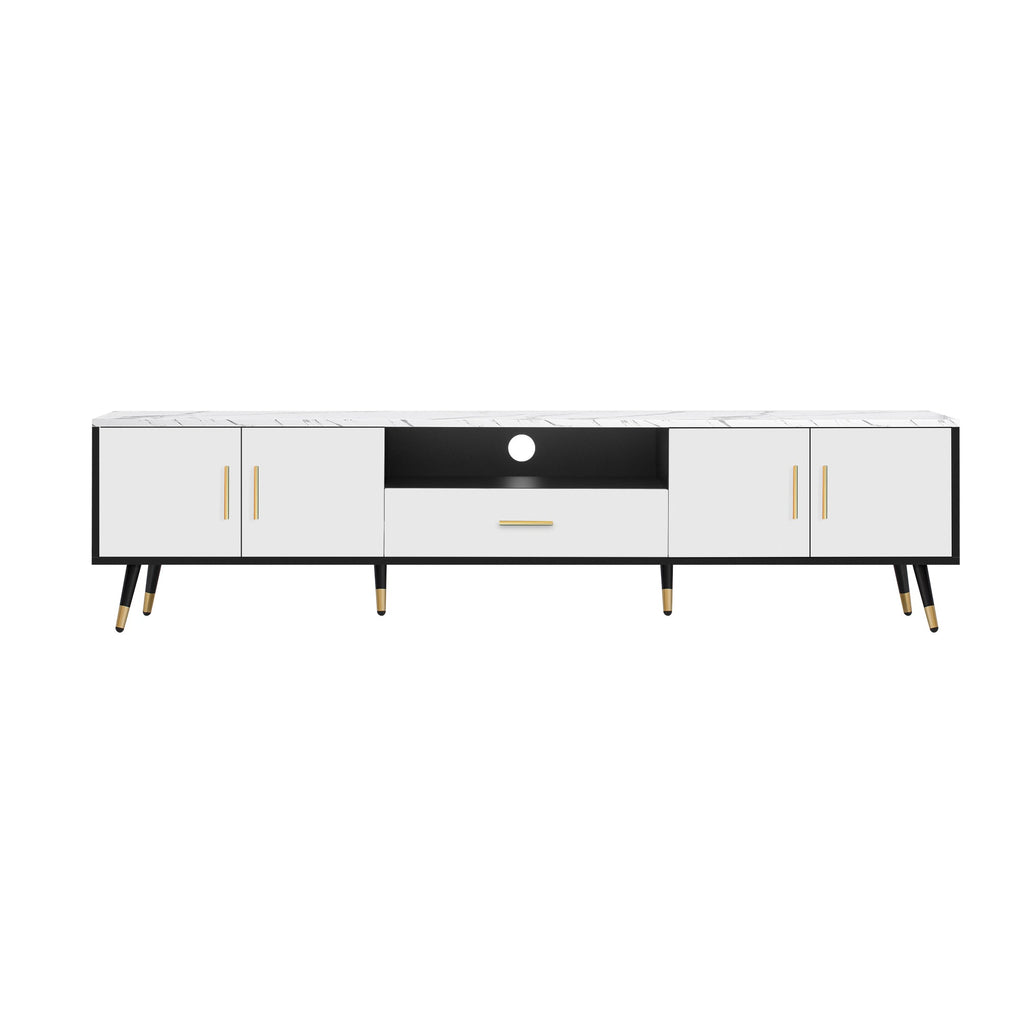 71'' Modern TV Stand with 2 Cabinets&  Open Compartments, Entertainment Center for TVs up to 80'', Television Console for Living Room, Bedroom, Home Theatre
