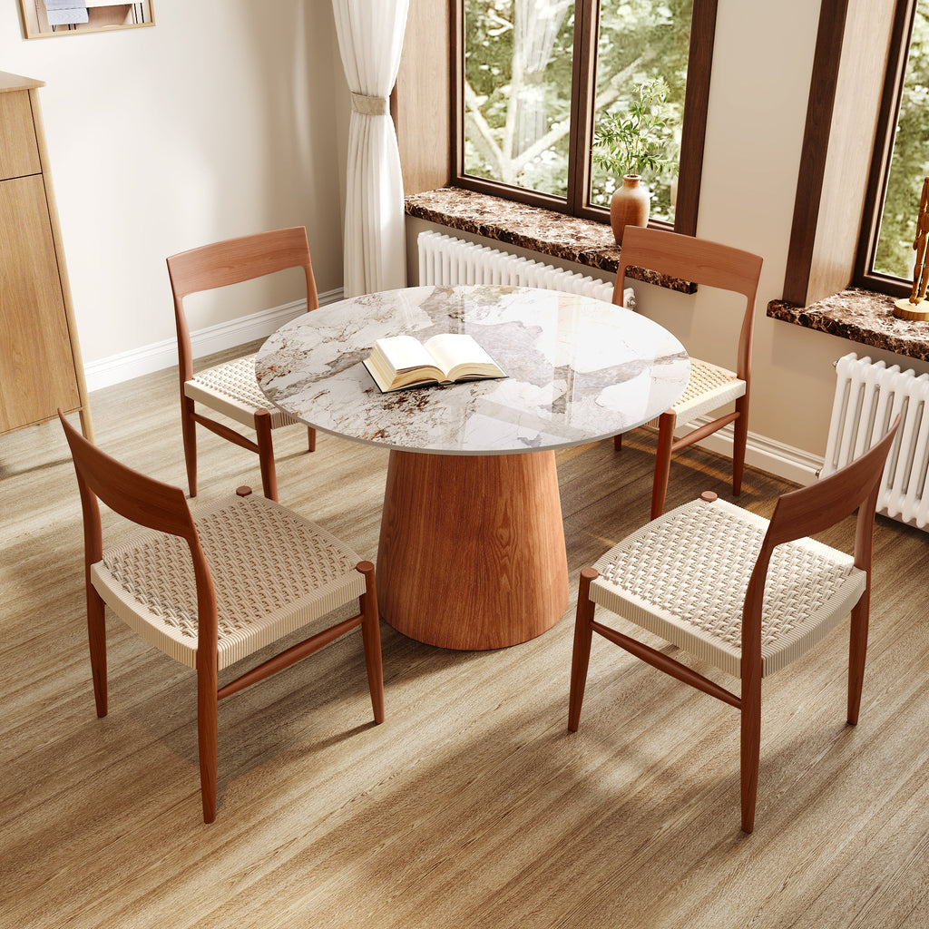 Small Round Solid Wood Pedestal Dining Table Table 43' For 2-4 Person - Colorful