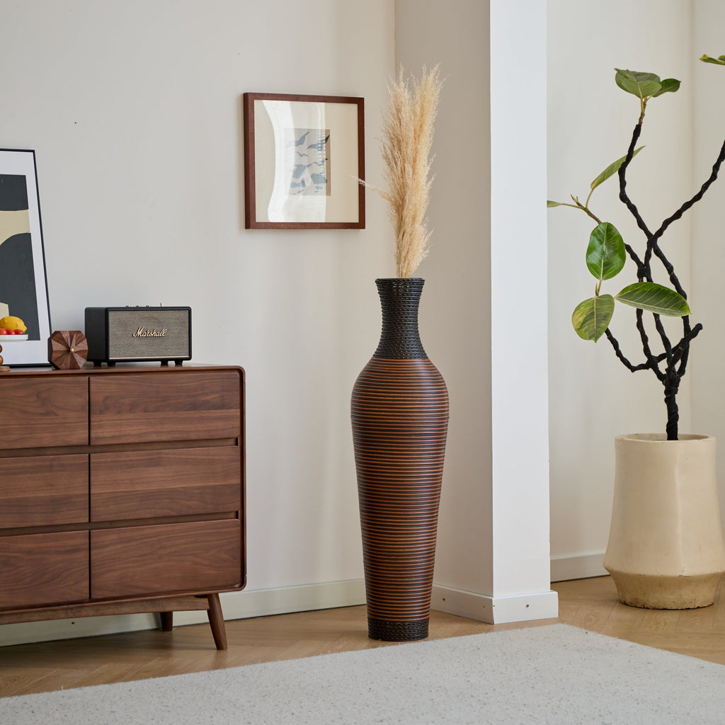39' Tall Standing Designer Floor Vases with Elegant Two-Tone Dark Brown Finishes - Ideal for Decorating Living Rooms, Bedrooms, Entryways Perfect for Decorating Your Home