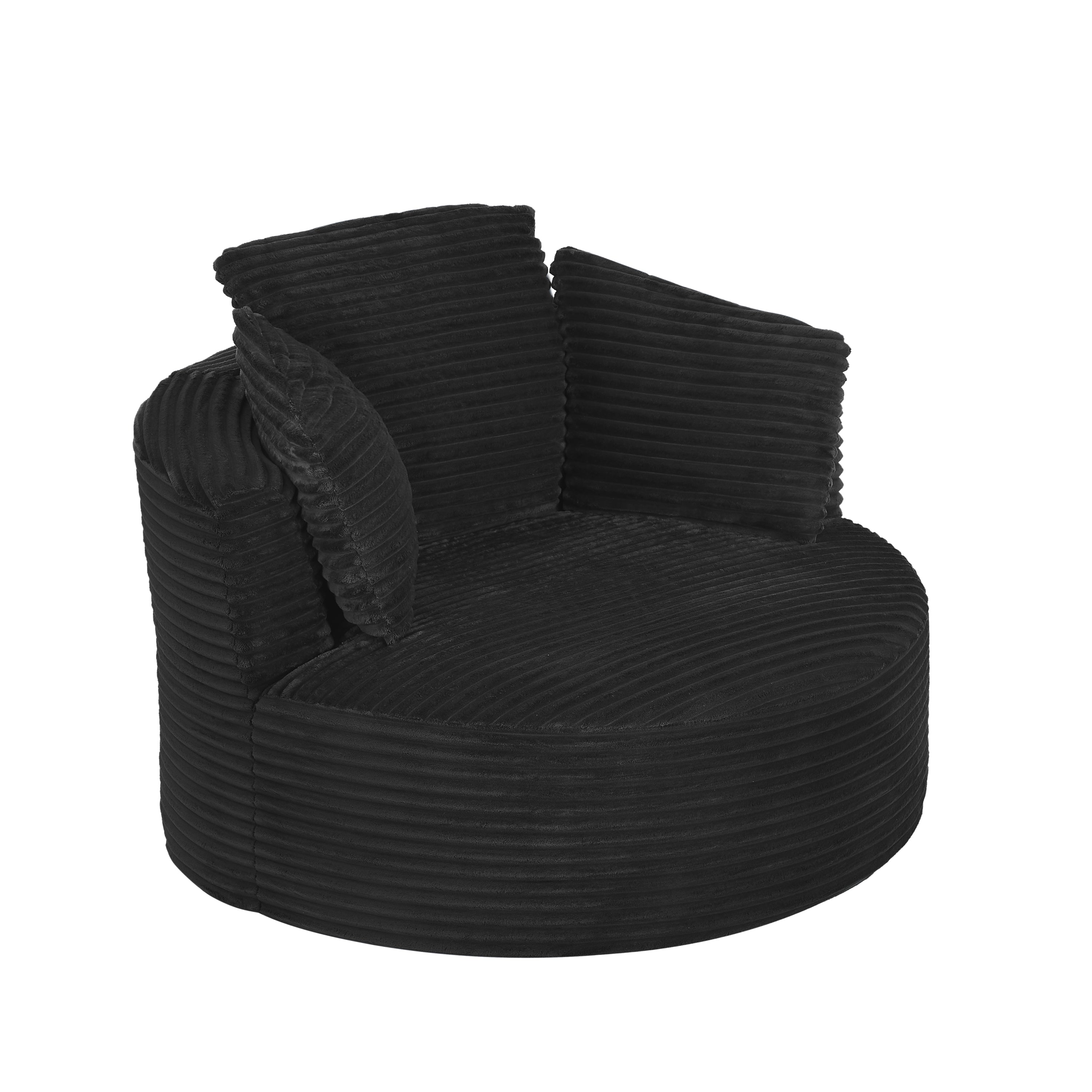 Compressible Corduroy Round Chair with Cushioned Backrest - Modern Comfort Seating for Living Room,Office,Apartment(no swivel)
