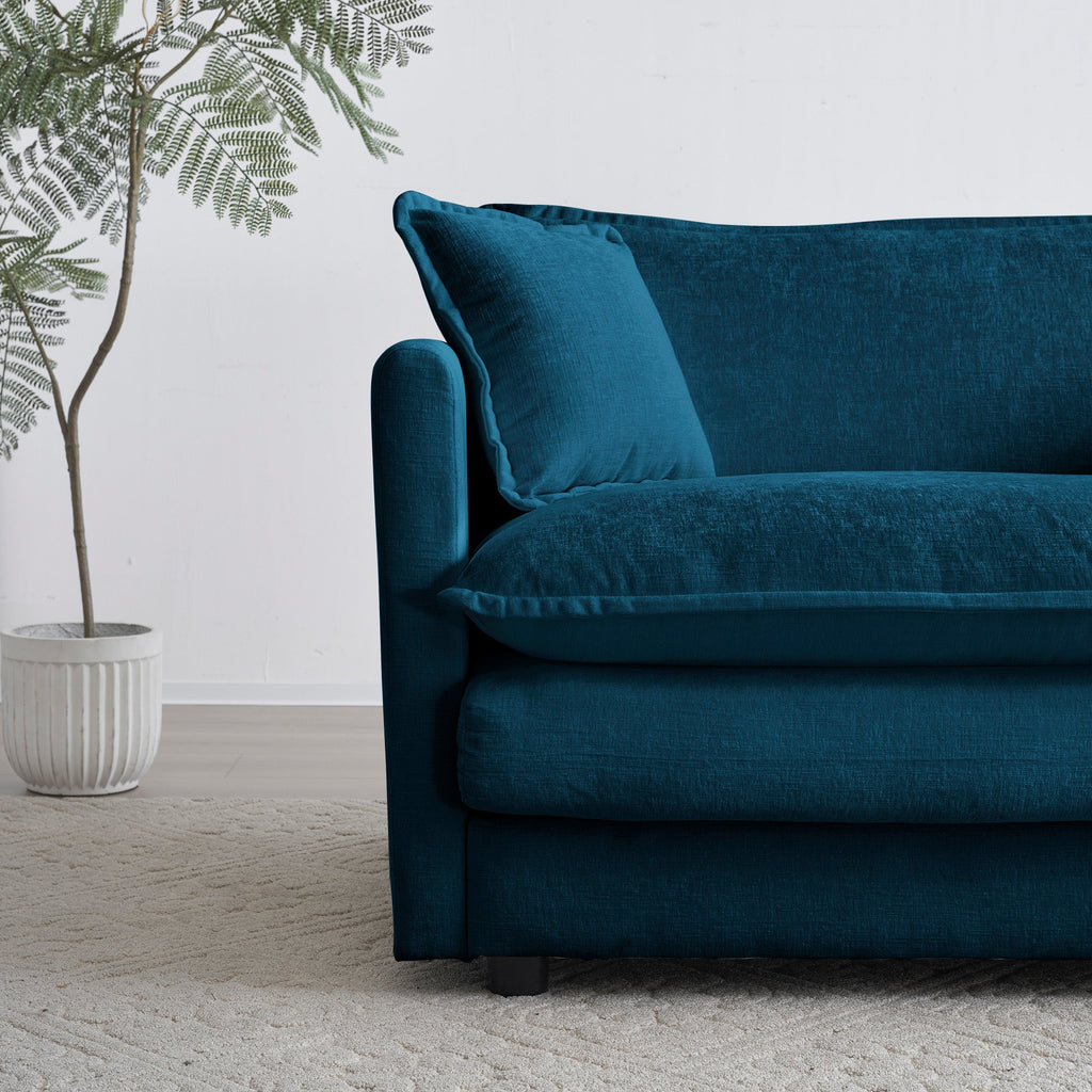 3 Piece Sofa Set Oversized Sofa Comfy Sofa Couch, 2 Pieces of 2 Seater and 1 Piece of 3 Seater Sofa  for Living Room, Deep Seat Sofa Blue Chenille