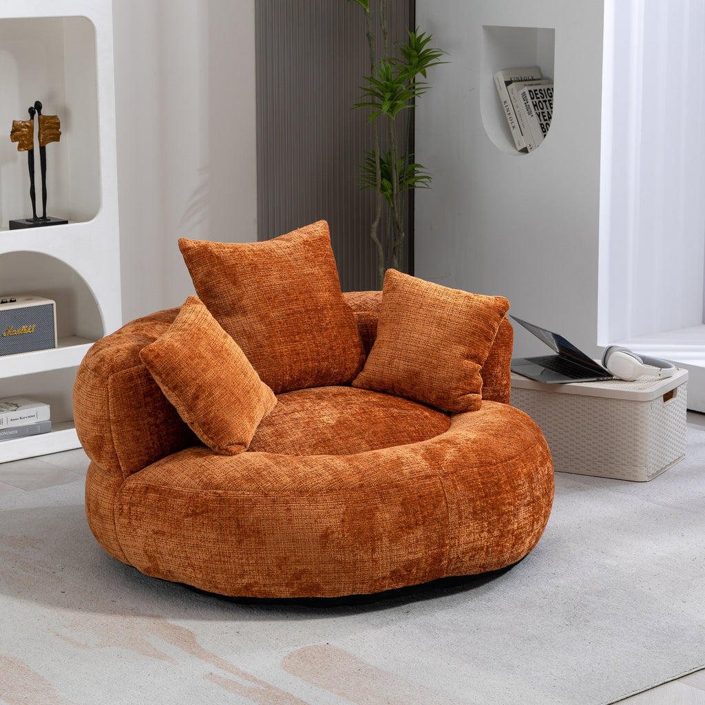 Lazy Sofa Durable Comfort Lounger High Back Bean Bag Chair for Adults and Kids, Indoor & Outdoor, Orange Chenille
