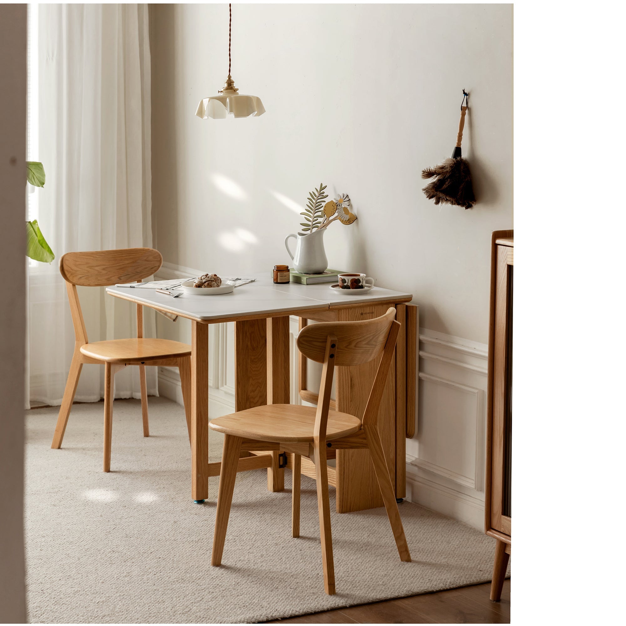 Natural Oak Dining Chair Set of 2 - Solid Wood, FAS Grade, 46.5 * 54 * 80cm