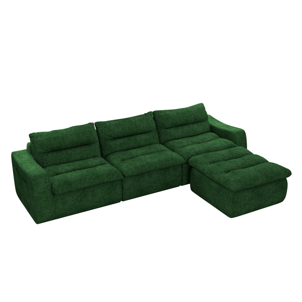 Right sofa seat, L-shaped modular combined sofa, compressed combined sofa, modern lazy style comfortable beanbag sofa-Green