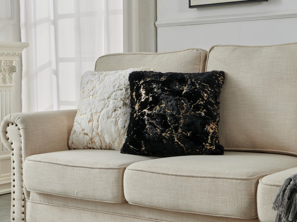 Luxury Chinchilla Faux Fur Gilded Black Pillow (22 In. x 22 In.)
