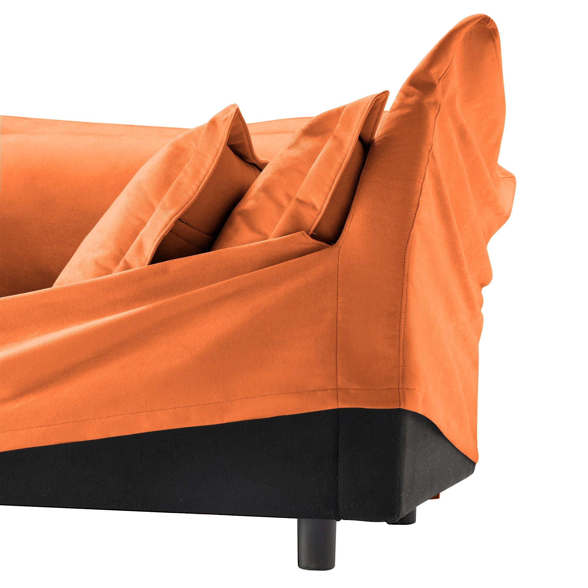 Slipcovered U Shape Sectional Wide and Deep Seat Sofa Couch, 4 Seater Sofa with French Edges Design Multiple Big Pillows, Soft Deep Seat Comfy Cloud Couch for Living Room, Apartment, Chenille Fabric
