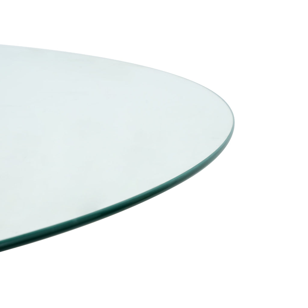 Modern minimalist 39.2 ' round glass dining table with clear glass countertops and gold-plated metal legs for kitchen, dining and living room (set of 1)