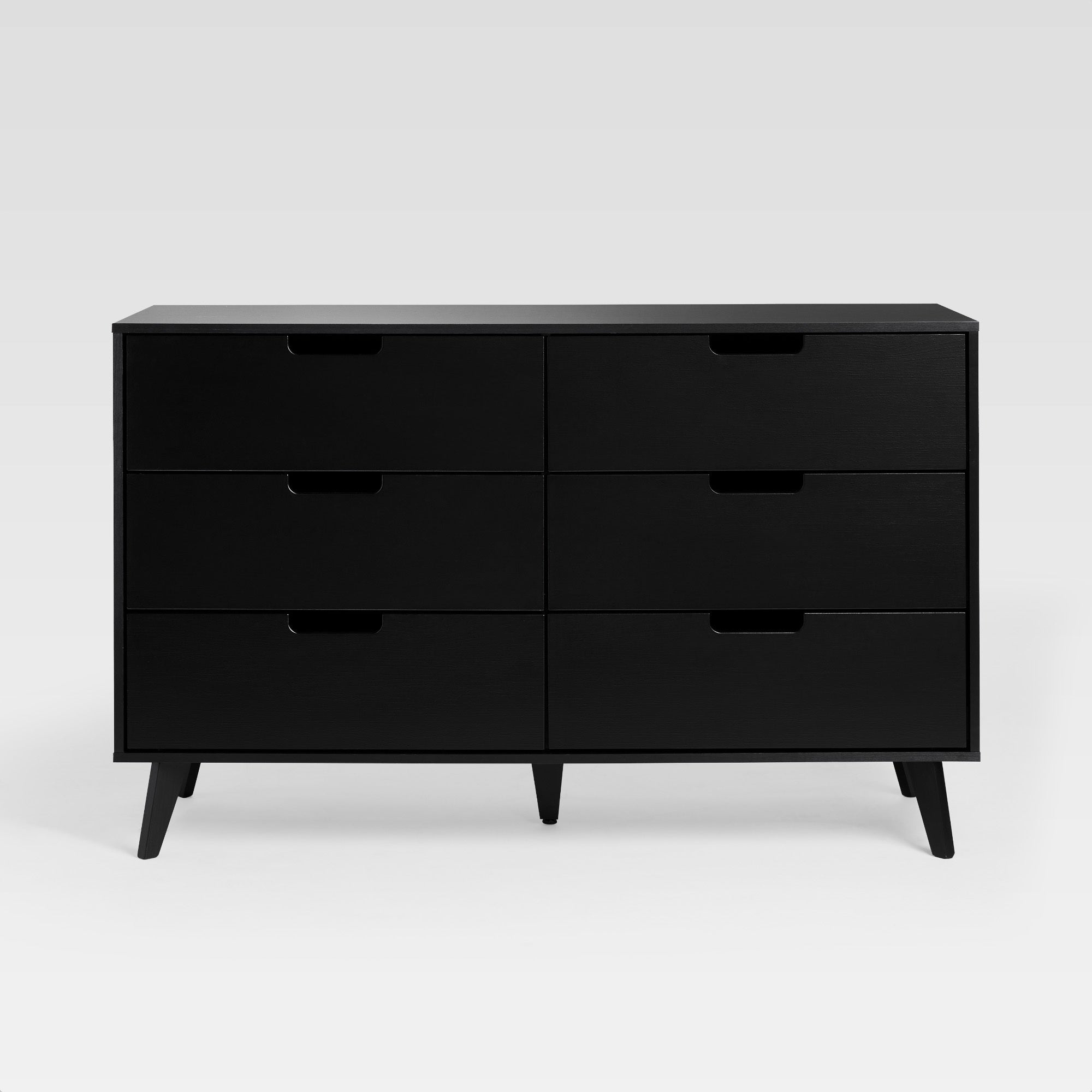 Mid-Century Hans 6-Drawer Dresser with Cut-Out Handles, Black