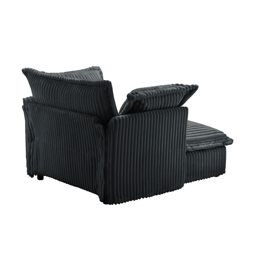 Upholstered Slipcovered Armchair with Ottoman,  Deep Seat Armchair W/ Wide Ottoman for Living Room, Armchair Sets with Large Soft Pillows(Set of 2),Gray Corduroy Fabric
