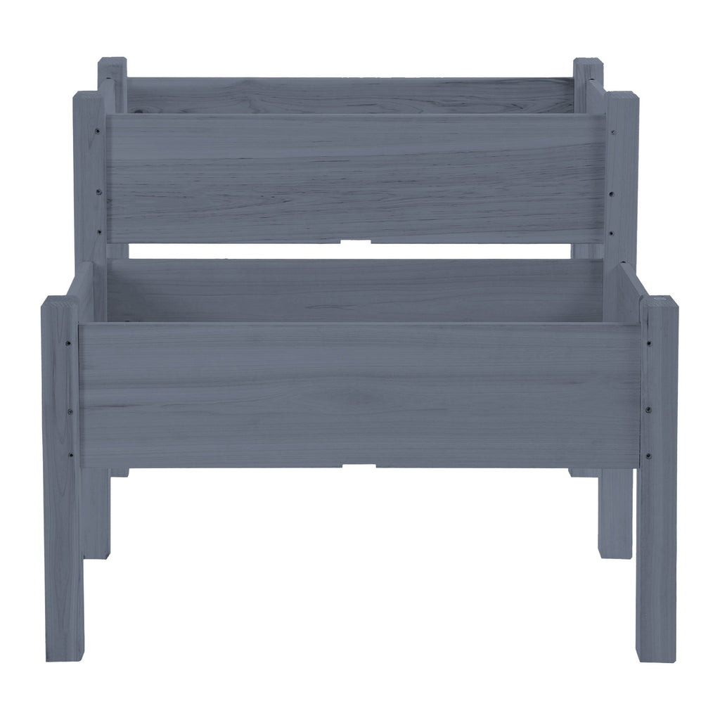 Outsunny 34'x34'x28' Raised Garden Bed, 2-Tier Elevated Wood Planter Box for Backyard, Patio to Grow Vegetables, Herbs, and Flowers, Gray