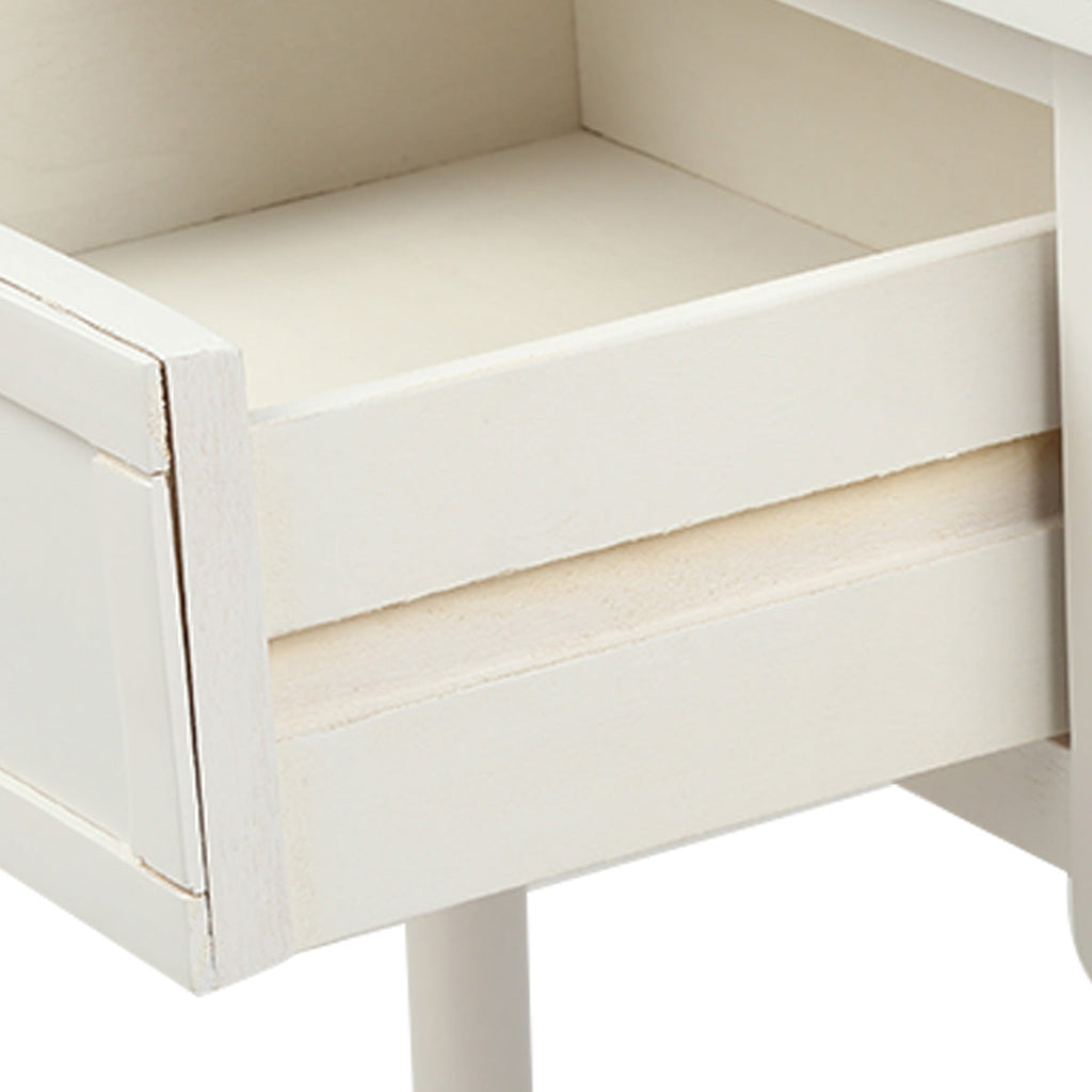 TREXM Daisy Series Console Table Traditional Design with Two Drawers and Bottom Shelf (Ivory White)