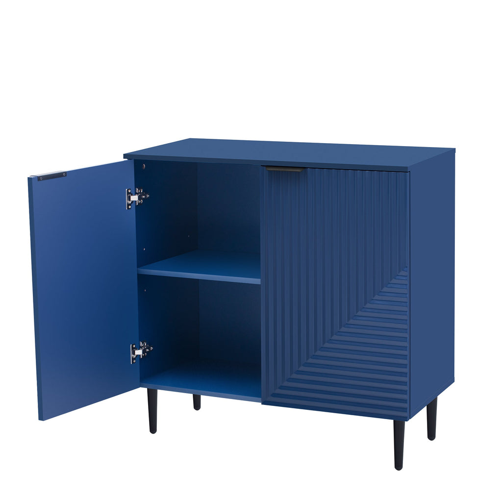 Mirod Set of 2 Modern Minimalist Side Cabinets,Versatile Storage Solution,Adjustable Shelves,Stylish Geometric Door Design,Perfect as TV Stand