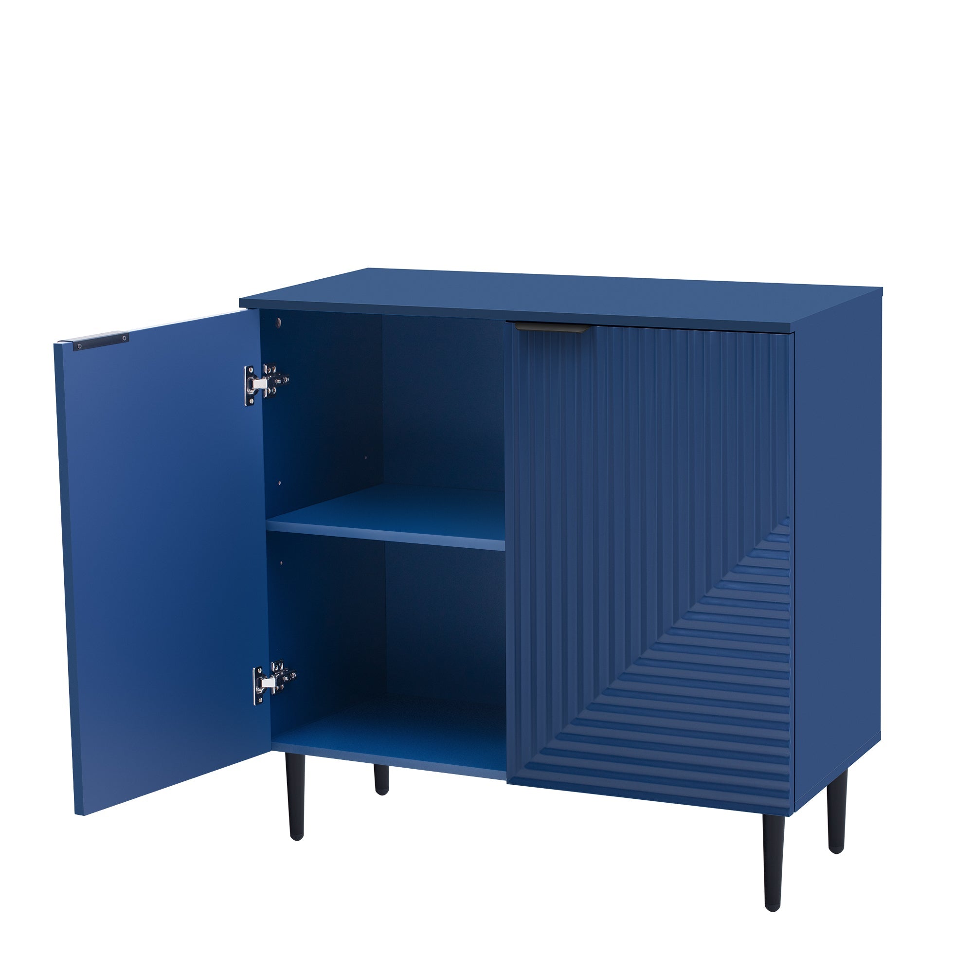 Mirod Set of 2 Modern Minimalist Side Cabinets,Versatile Storage Solution,Adjustable Shelves,Stylish Geometric Door Design,Perfect as TV Stand