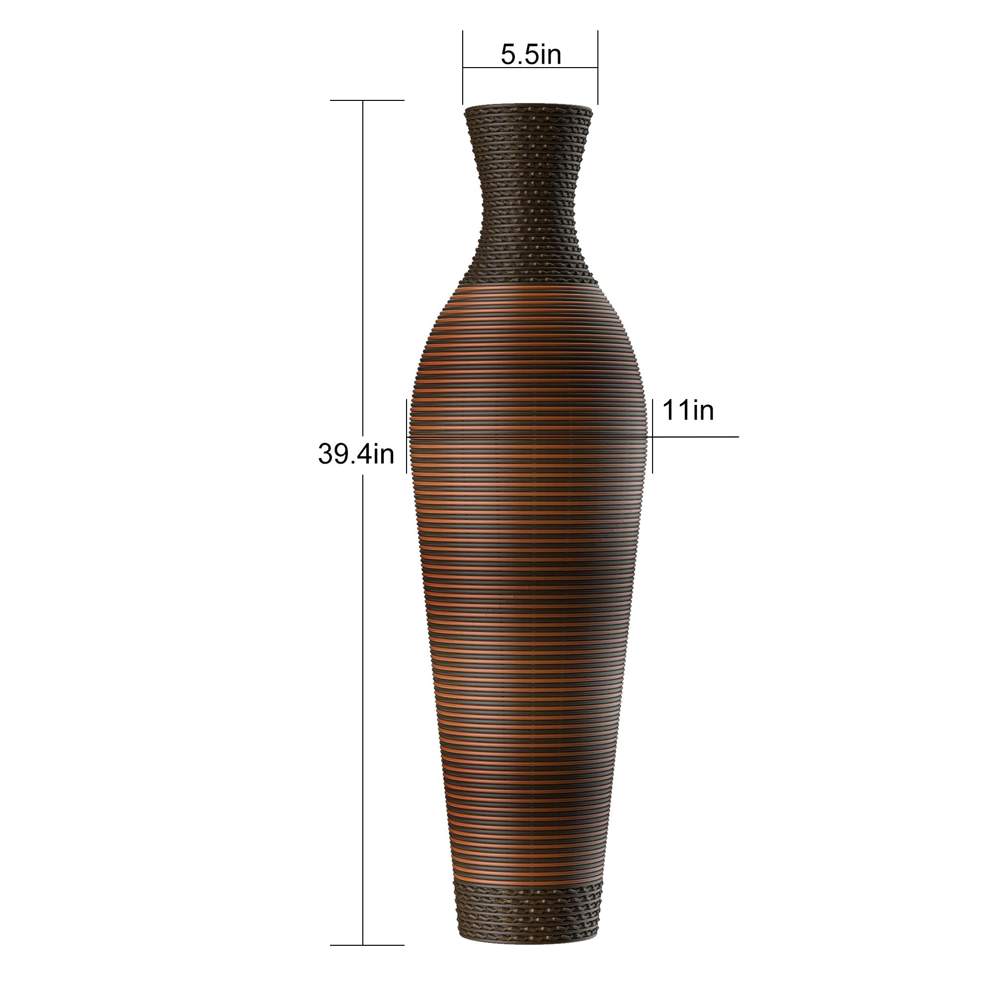 39' Tall Standing Designer Floor Vases with Elegant Two-Tone Dark Brown Finishes - Ideal for Decorating Living Rooms, Bedrooms, Entryways Perfect for Decorating Your Home