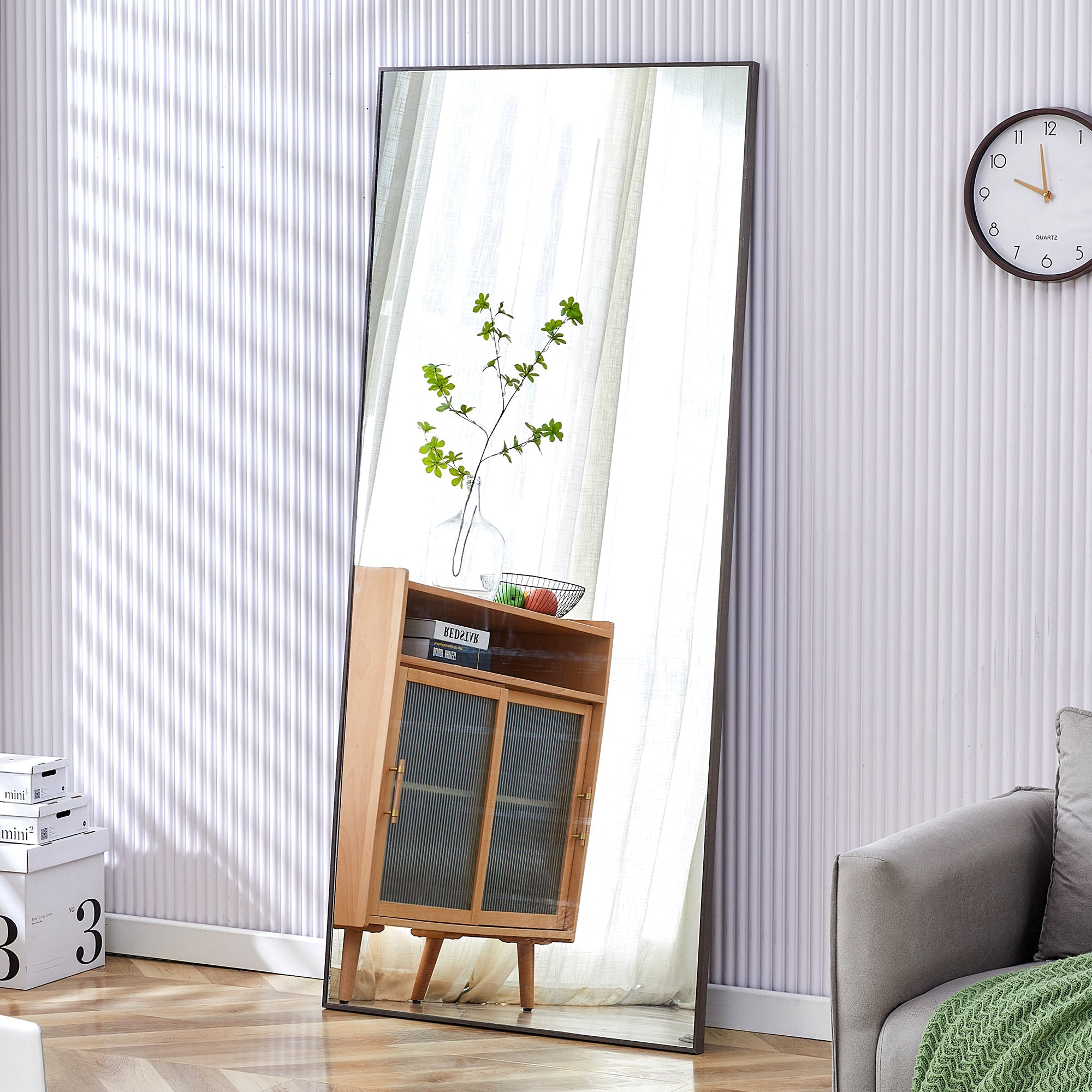 Fourth generation solid wood frame long mirror, dressing mirror, bedroom foyer, decorative mirror, clothing store, floor to ceiling mirror, wall mounted. 71 "* 31.4"