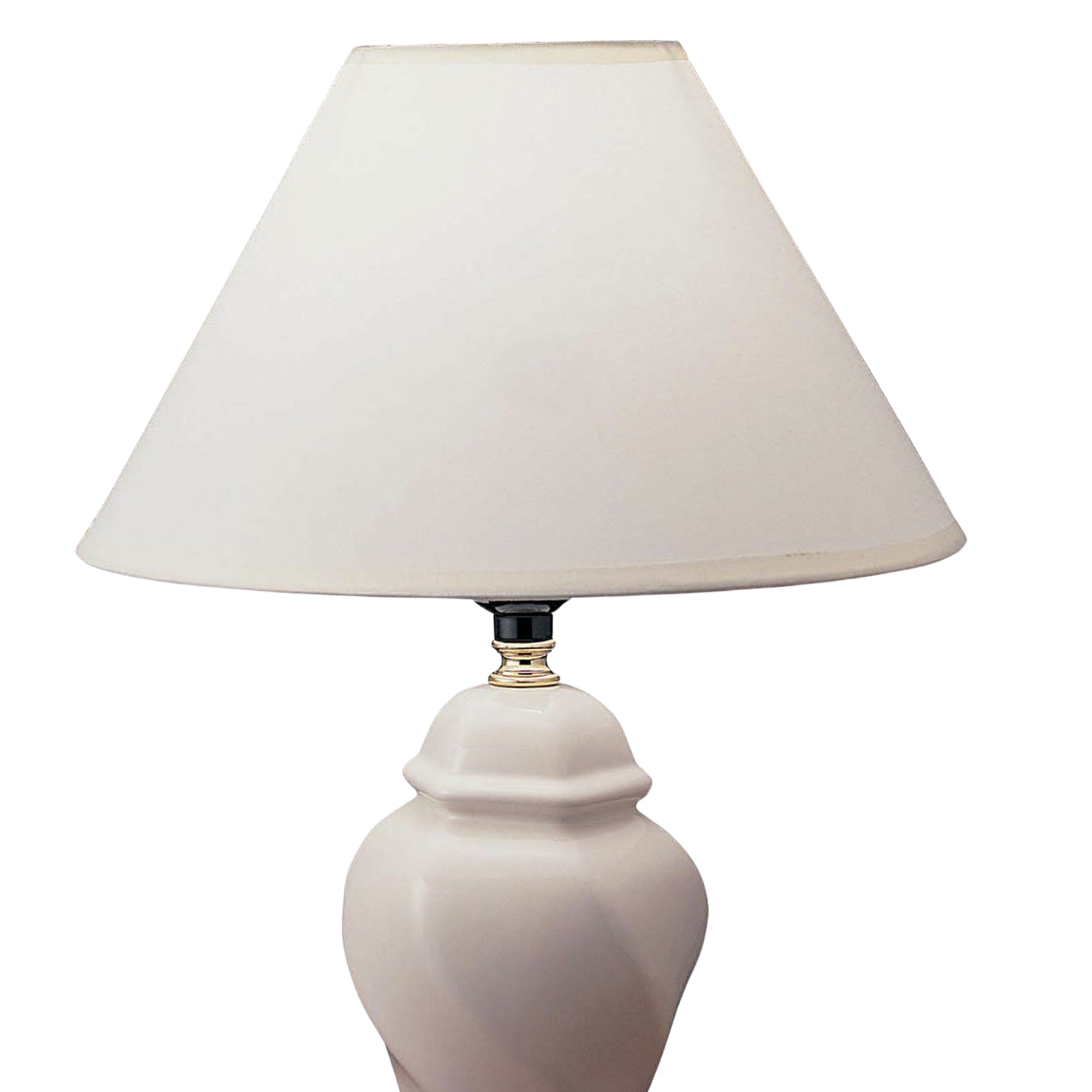 13' Tall Ceramic Table Lamp, Urn-Shaped with Ivory finish, Linen Shade
