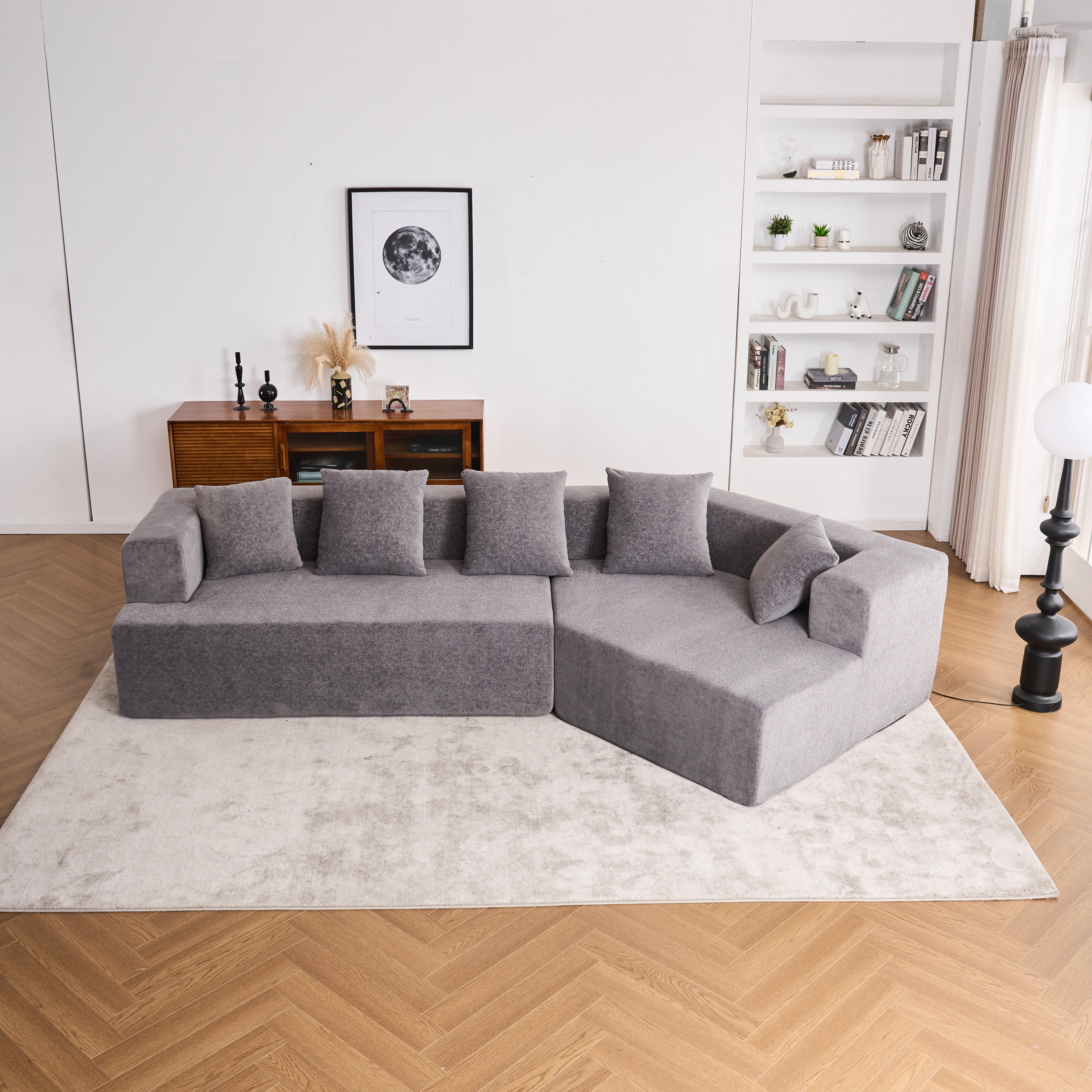 Memory Foam Couch, No Installation & Easy to Transport, Deep Seat Modern Sofa with Chenille Fabric, Couch for Living Room, Bedroom, Apartment, Home Office
