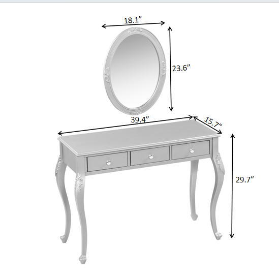 Luxury Makeup Vanity Desk with Oval Mirror, 3-Drawer Dressing Table for Jewelry Storage, Elegant Console Table for Entryway, Living Room & Bedroom, Stylish Home Decor,Gold