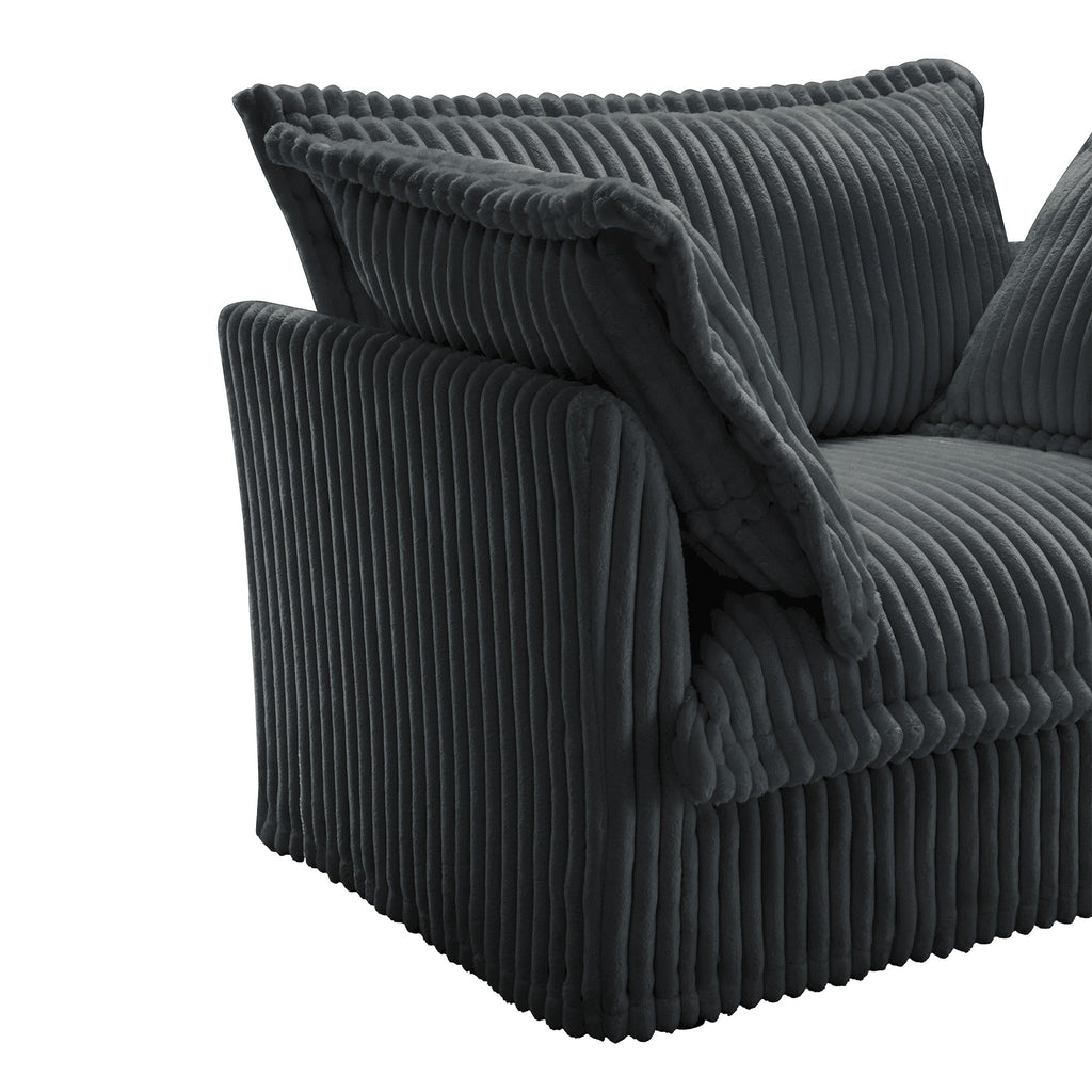 Slipcovered Long Sofa, 4 Seater Sofa with Removable Cover, Extra Deep Couch for Living Room, Corduroy Fabric Cloud Like Comfy Sofa Couch, Gray Corduroy Fabric