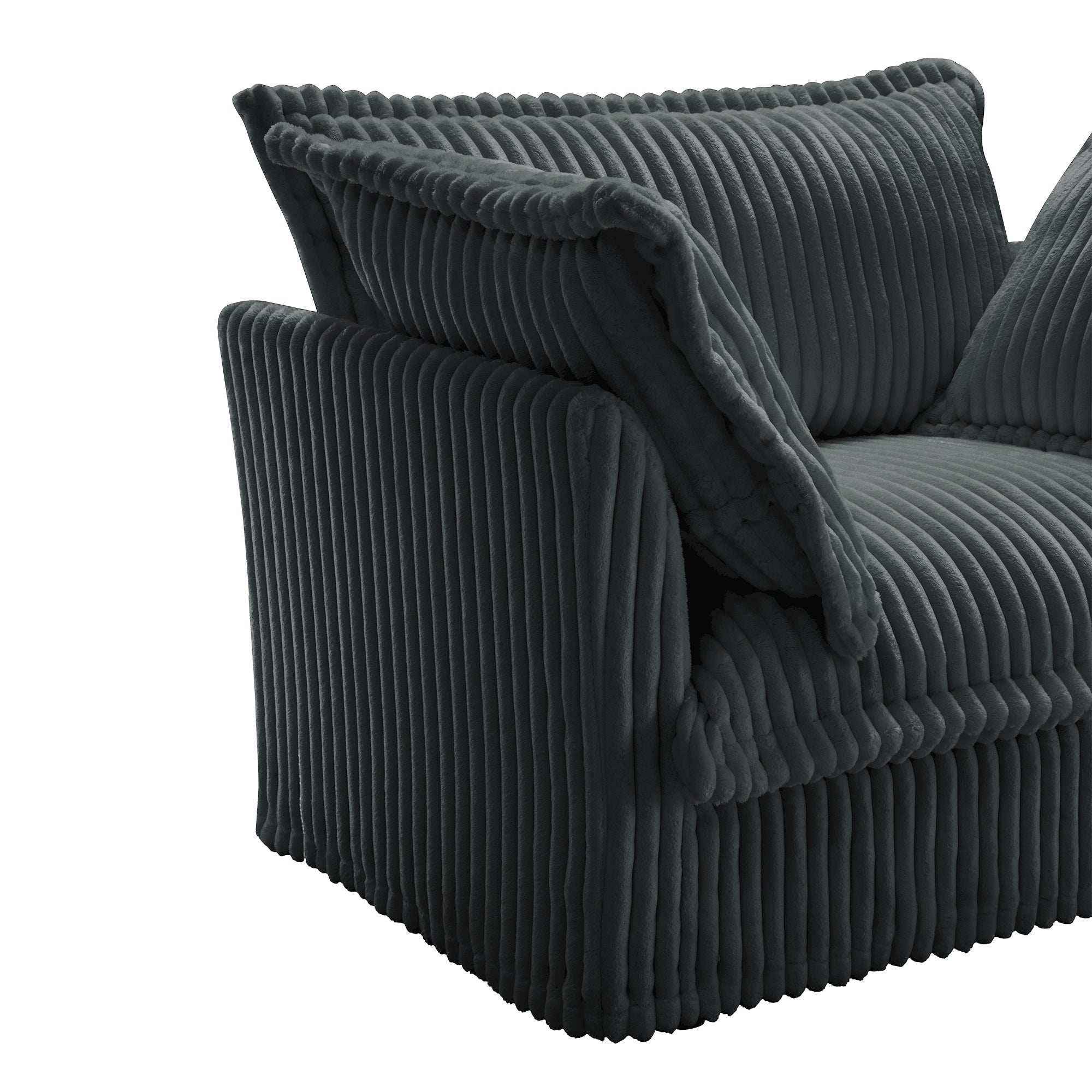 Slipcovered U Shape Sectional Deep Seat Sofa Couch, 3 Seater Sofa with French Edges Design Multiple Big Pillows, Modular Deep Seat Sectional Sofa Comfy Cloud Couch for Living Room, Apartment,Gray
