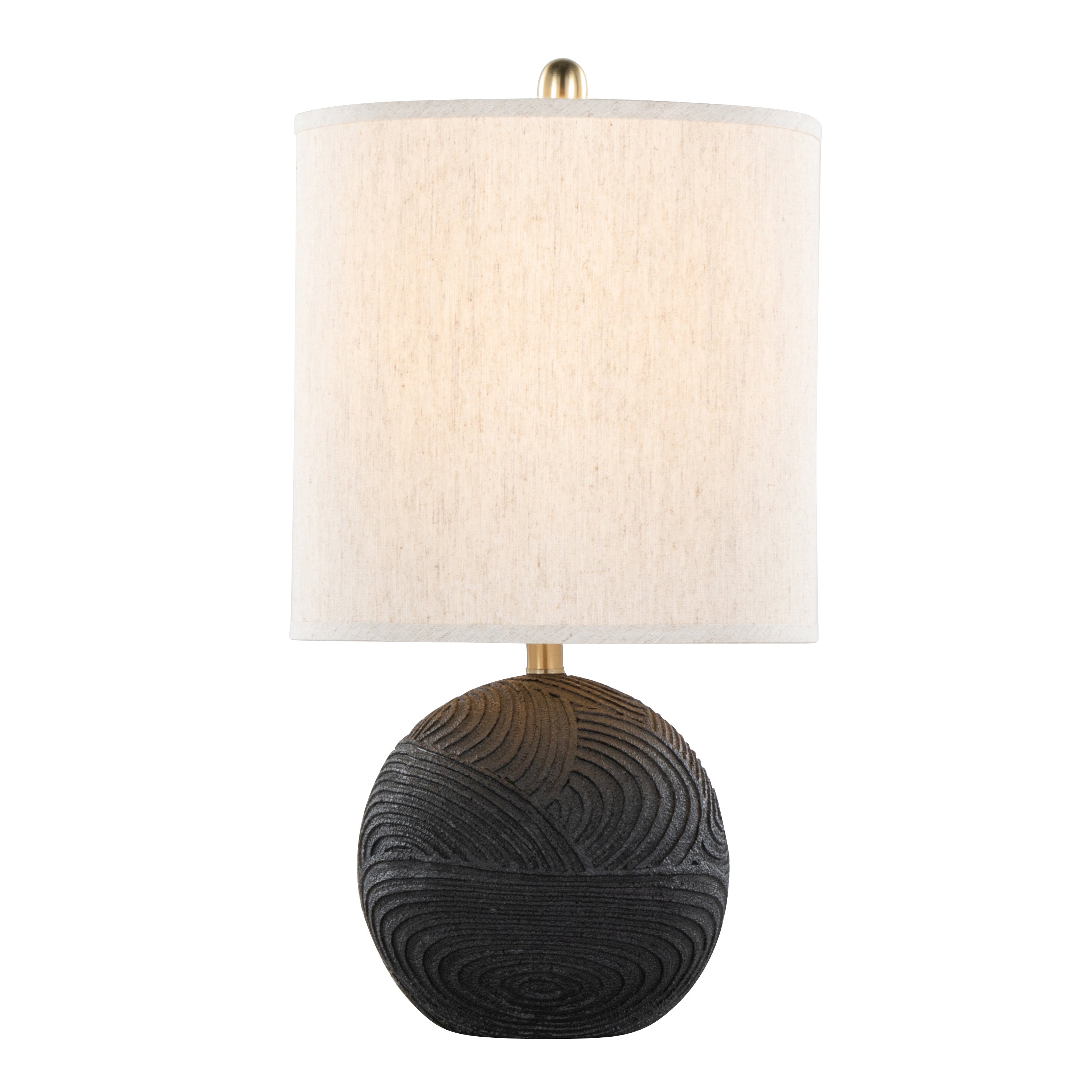 Kona 23' Contemporary Polyresin Table Lamp in Matte Black Polyresin, Modern Brass and Natural Linen Shade from Grandview Gallery by LumiSource - Set of 2