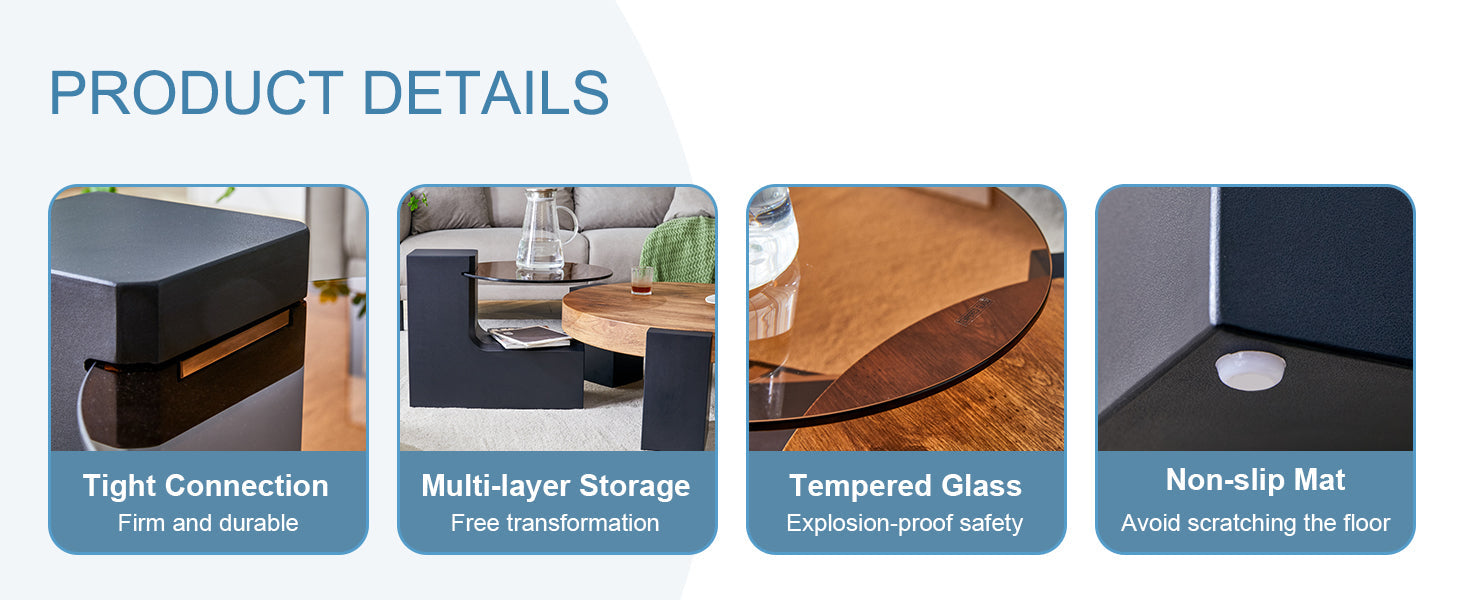 The detachable double-decker coffee table, the stylish design is more precious, and the detachable design can make the use of space more flexible and suitable for various scenes.