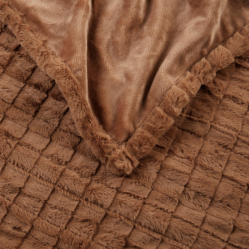 1 PCS 50x70' Oversized Faux Fur Heated Throw Brown Texture