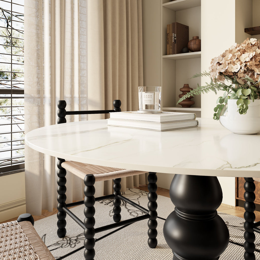 43' Modern Round Dining Table - White Grey, Small Kitchen Table For 2-4 Person