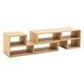 2-Piece Cube TV Stand and L-Shaped Entertainment Center with Open Storage and 2 Shelves – Burly Wood MDF