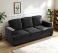 Modern Velvet Sofa, Comfortable 3 Seater Couch with Deep Seating and High-Density Foam, Loose Back Cushions, Wide Arms, Living Room Furniture for Home, Apartment, Office, Black