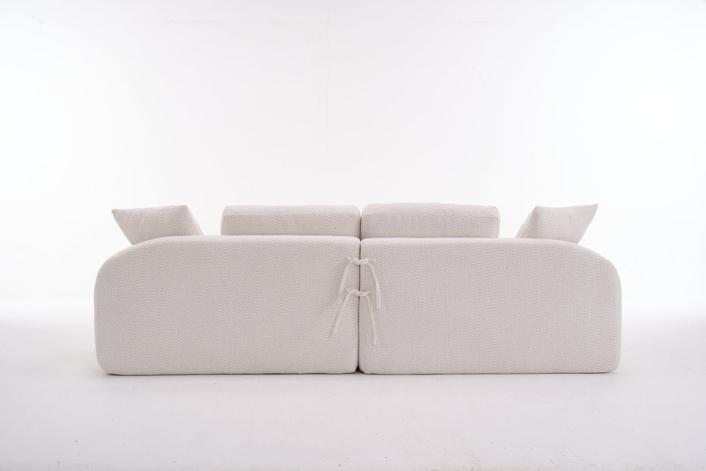 LY-024 BEIGE COMPRESSION SOFA: 4-seater combined sofa, Crochet Yarn Fabric, full sponge compression sofa,combined sofa with 4 pillows for home living/ Home Furniture/ Apartment
