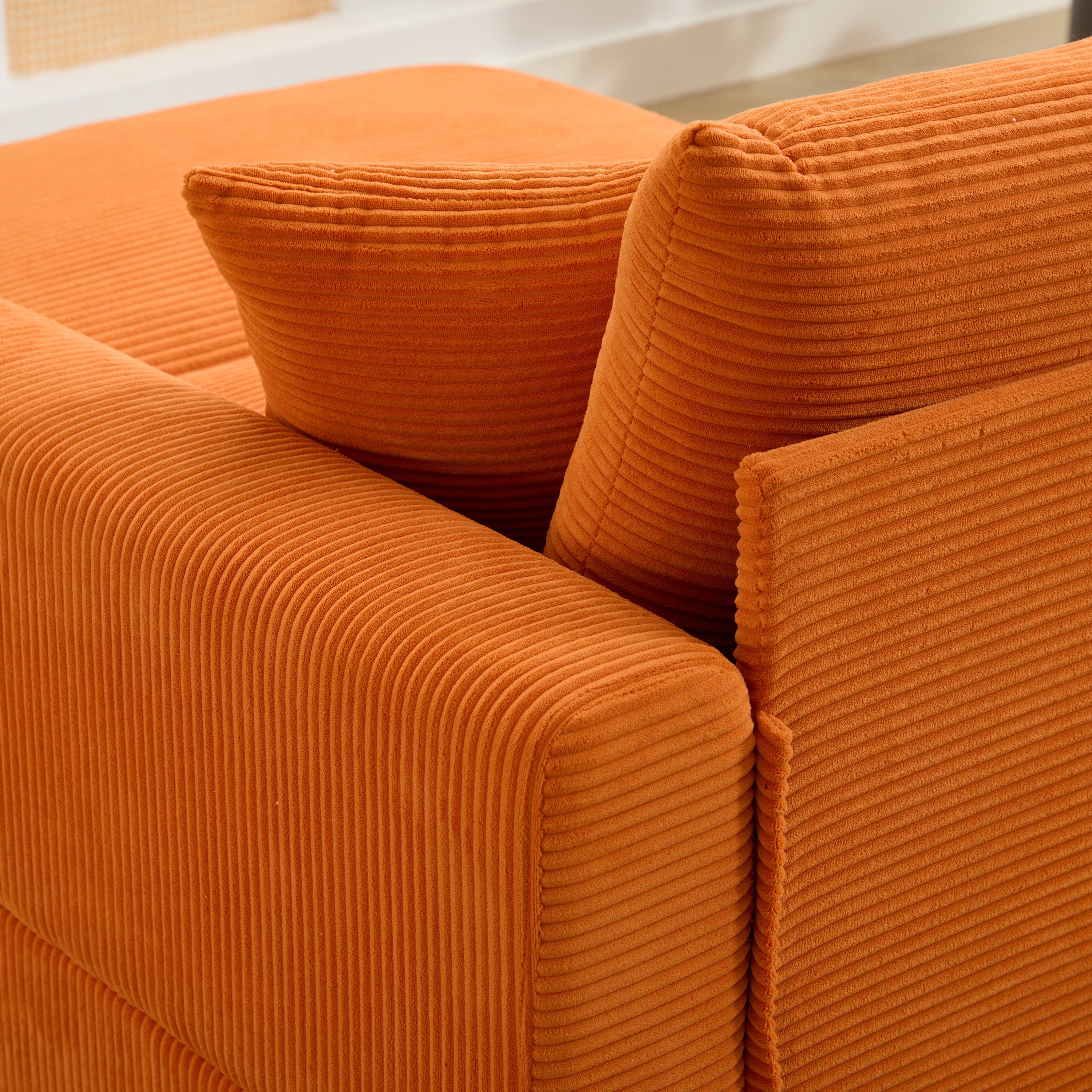 Modern Sectional Couch , 2 Pieces Corduroy Couch Cushion Covers , Soft Stretch Sofa Slipcovers with 2pcs Pillows