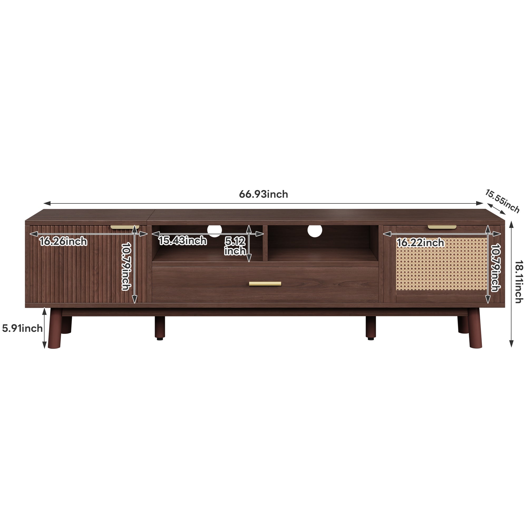 Wood Fashionable TV Stand for 75' TVs, TV Cabinet with Soft-Closing Door and Drop-Down Door Cabinet, Modern TV Consoles for Living Room, Bedroom