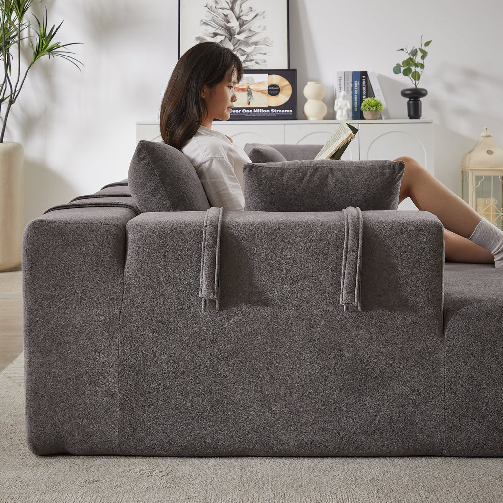 Modern Chenille Upholstered Sectional Sofa Couch Set,Modular 108' L Shaped Sectional Living Room Sofa Set With 6 Pillows,Free Combination Sofa Couch for Living Room,Bedroom(Left Chaise)
